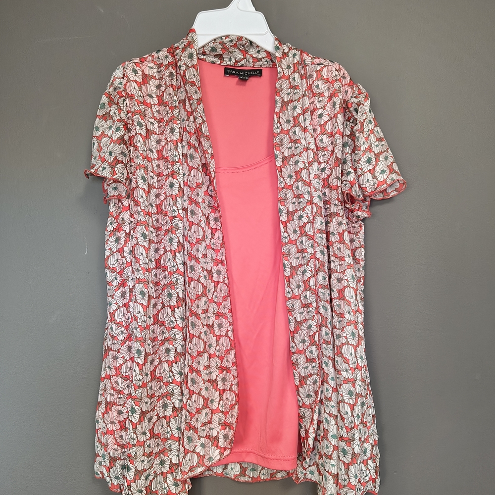 Sara Michelle Floral Pink and Green Top